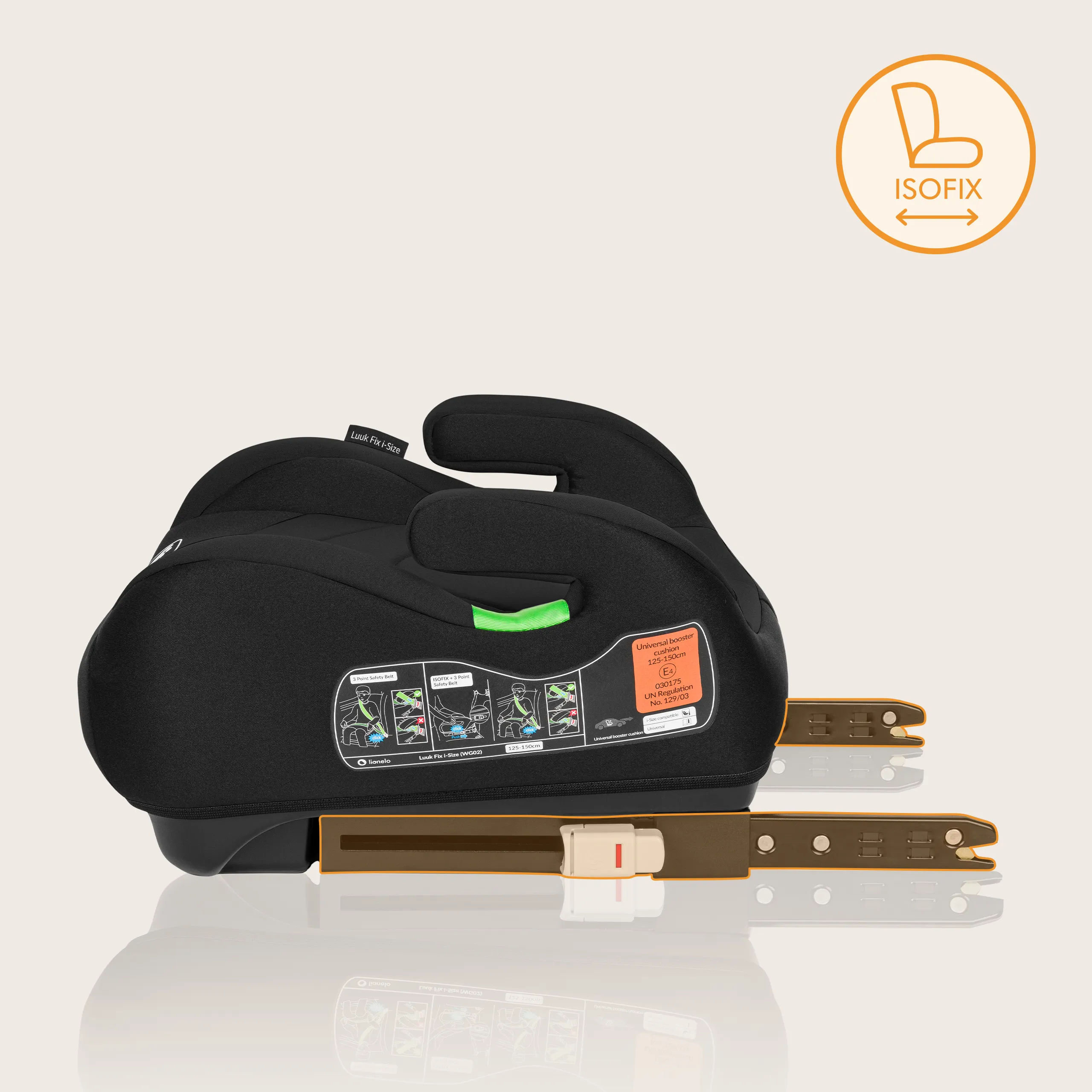 Stabilny montaż ISOFIX w podstawce samochodowej Lionelo Luuk Fix