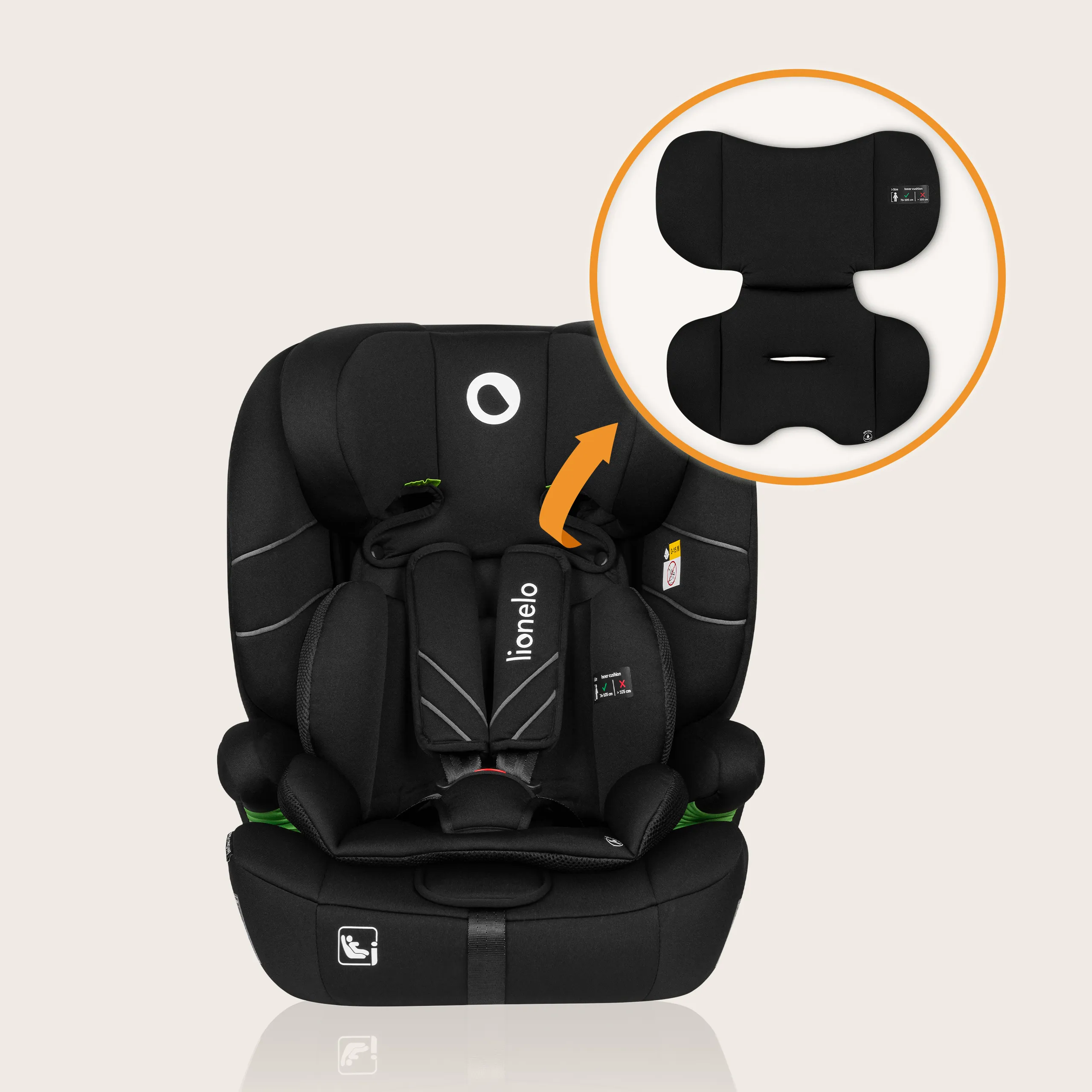 Oddychająca wkładka redukcyjna Dri-Seat w foteliku dziecięcym Lionelo